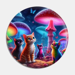 Psychodelic cats with mashrooms colorful Pin