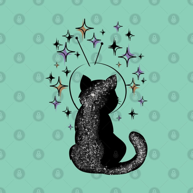 Space Kitty Watches the Stars by ShadowCatCreationsCo