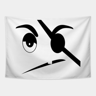 Black and white cartoon face Tapestry