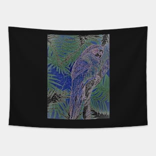 BLUE MACAW TROPICAL POSTER DECO ART PRINT PARROT VINTAGE DESIGN Tapestry