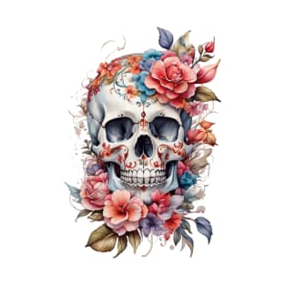 skull with flowers T-Shirt