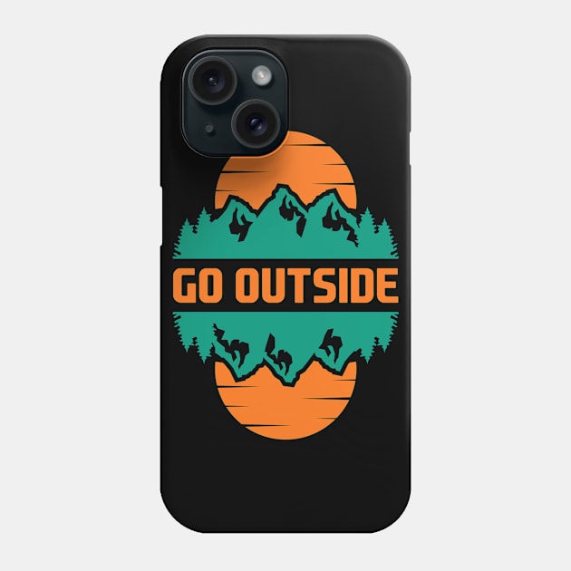 Go Outside Retro Mountain Sunset Phone Case by JKFDesigns