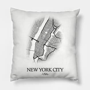 New York City Map - USA Cartography Black Pillow