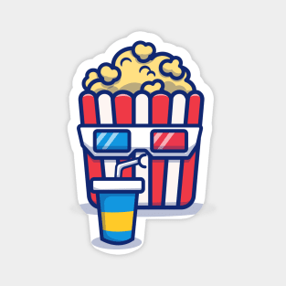 Cute Popcorn Drinking Soda Magnet