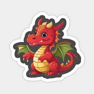 Joyful Crimson Dragon: A Smiling Delight Magnet