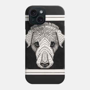 black and white abstract dog illustration Phone Case