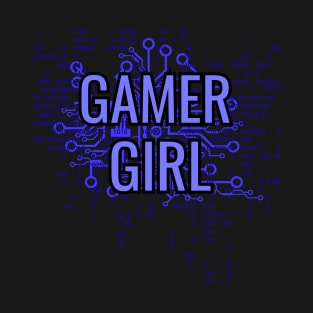 GAMER GIRL Electric Blue cyber circuit T-Shirt