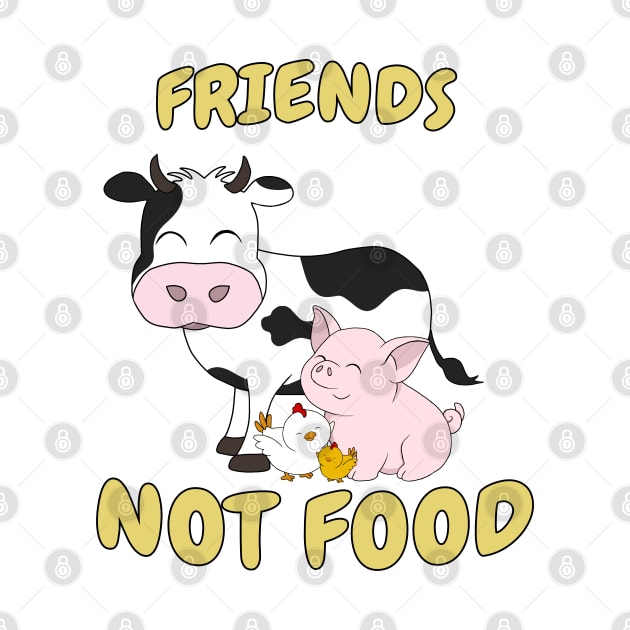 Friends Not Food Cute Cow, Pig and Chicken 2 by valentinahramov