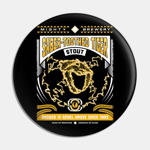 Mighty Brews - Yellow Saber-Toothed Tiger Pin by DCLawrenceUK