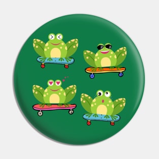 Frog on Skateboard Pin