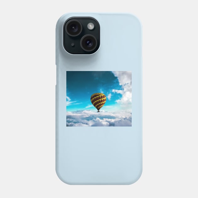 Hot air balloon in the clouds Phone Case by daghlashassan