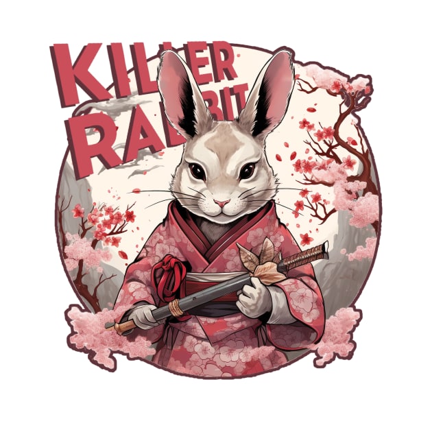 Killer Bunny Samurai Portrait in Cherry Blossom Tree by AmpleMaple