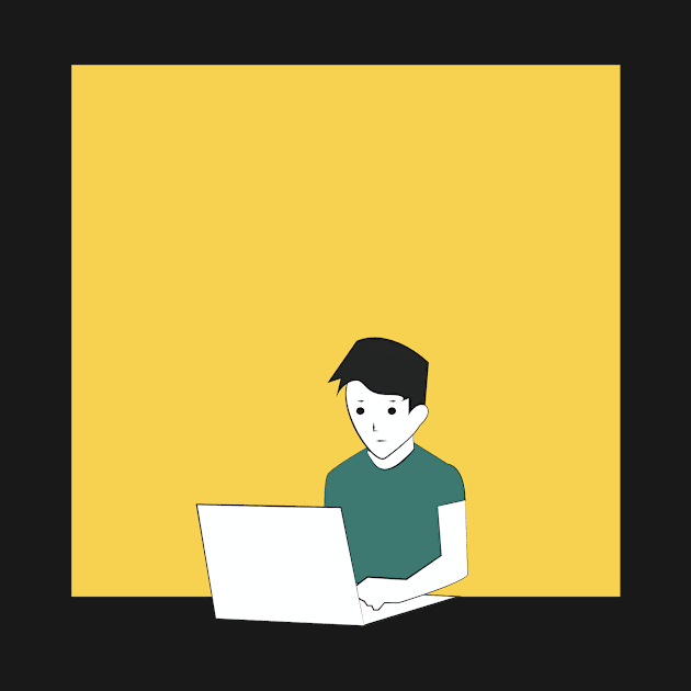 Guy and laptop by echosantos