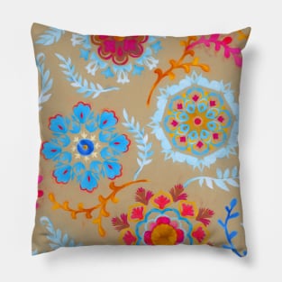 Brown Sugar Suzani Inspired Pattern Pillow