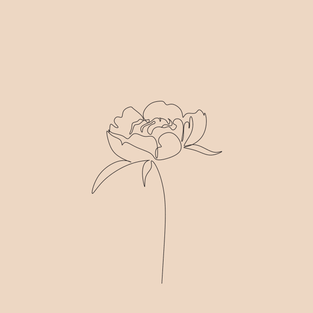 Peony line drawing minimalist flower design by From Mars