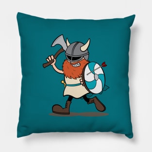 Viking Berserker Cartoon (Player 5 / teal) Pillow