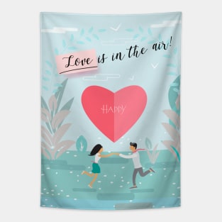 Happy Valentine's Day - Love is in the air! Lettering Contemporary Art Design Tapestry