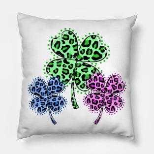 Trio Leopard Shamrock Pillow