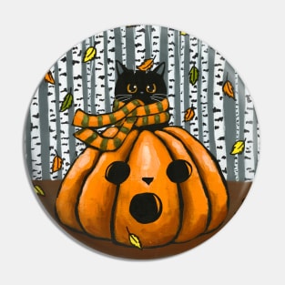 Autumn Pumpkin Cat Pin