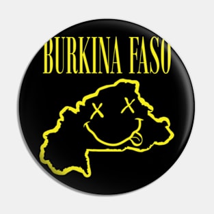 Vibrant Burkina Faso Africa x Eyes Happy Face: Unleash Your 90s Grunge Spirit! Smiling Squiggly Mouth Dazed Smiley Face Pin