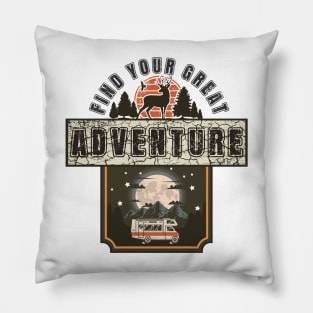 Find your great adventure, Camping RV vintage, Camping partners for life,  Retro RV camping Pillow