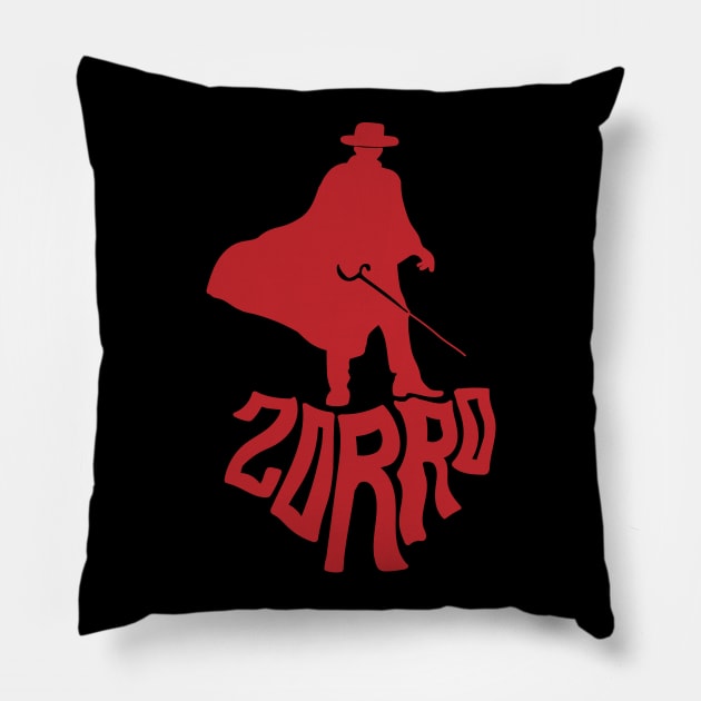 Zorro's Shadow (Red) Pillow by Graograman