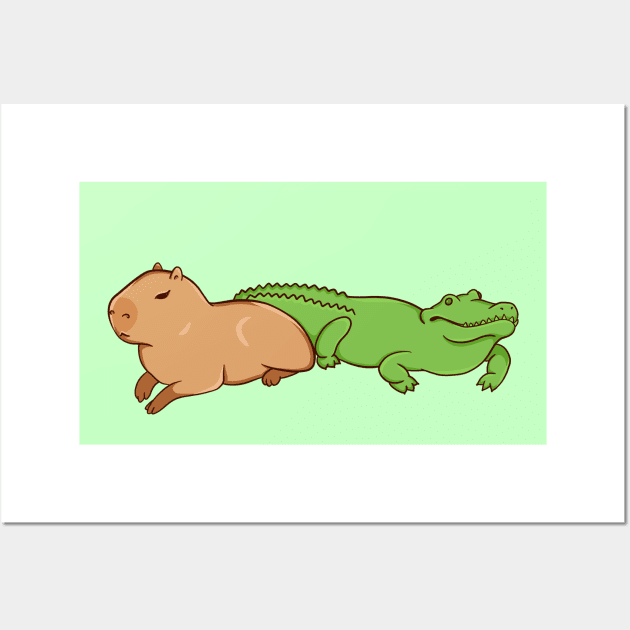 Capybara with a crocodile - Capybara - Posters and Art Prints