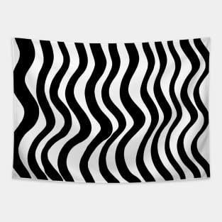Wavy lines - black and white Tapestry