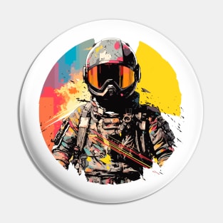 Man With Helmet Video Game Character Futuristic Warrior Portrait  Abstract Pin