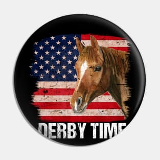 Derby USA Flag Horse Vintage Derby Time Pin