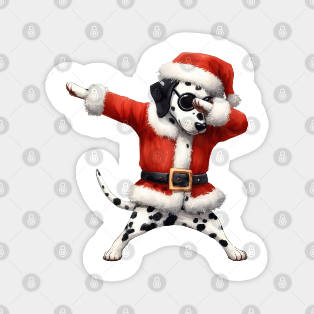 Christmas Dalmatian Dog Dabbing Dance Magnet by Chromatic Fusion Studio