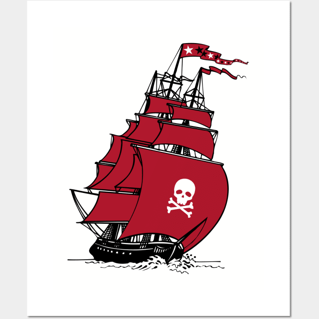 Wall Mural Vector illustration of Pirate Ship 