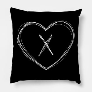 Letter X with heart frame in lineart style Pillow