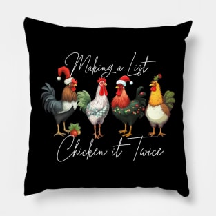 Christmas Chicken Lover Xmas Santa Hat Funny Farm Pillow