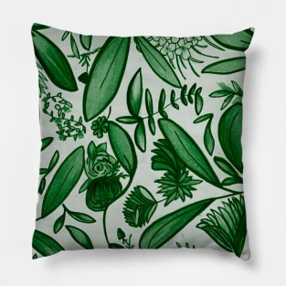 Botanicals in Green Pillow