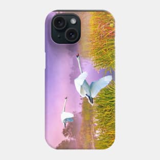 Mute Swans Over Marshes Phone Case