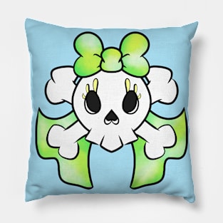 Pretty skulls green ribbon Pillow