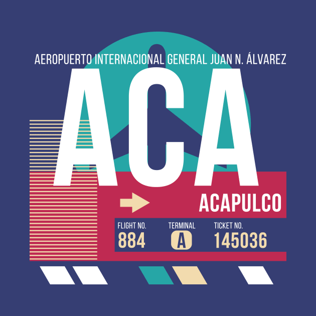 Acapulco, Mexico (ACA) Airport Code Baggage Tag E by SLAG_Creative