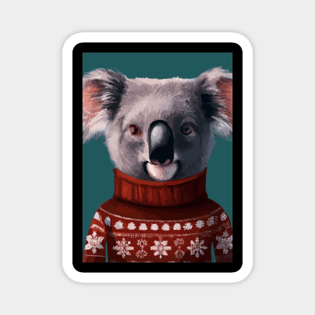 Koala in a Christmas Pullover Magnet by maxcode