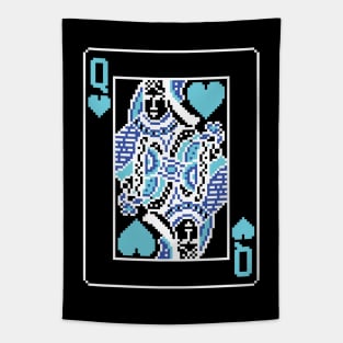 Queen of Hearts Pixel Art Bright Negative Mode Tapestry