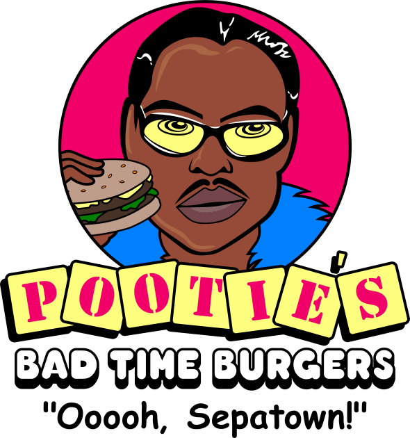 Pootie's Bad Time Burgers Kids T-Shirt by BiggStankDogg