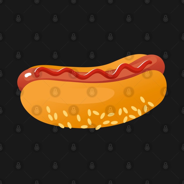 Hot Dog On A Bun Funny Catoon Hotdog Food Lover by Illustradise