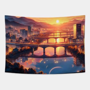 Japanese Sunset Tapestry