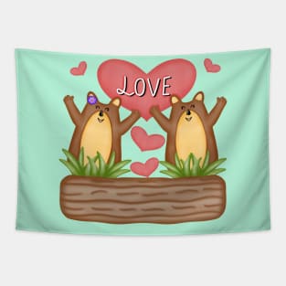 Happy love groundhog Tapestry