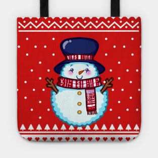 Christmas Sweater Snowman Tote