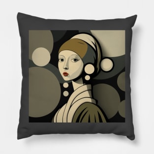 Illustration of Girl with a Pearl Earring by Johannes Vermeer Pillow