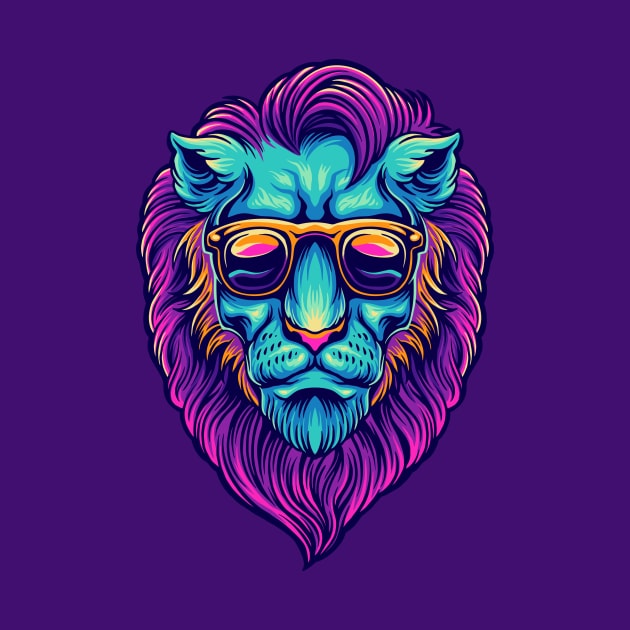 Psychedelic Lion Head Illustration by SLAG_Creative