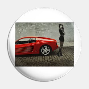 Miss Ferrari. Red Ferrari Testarossa Pin