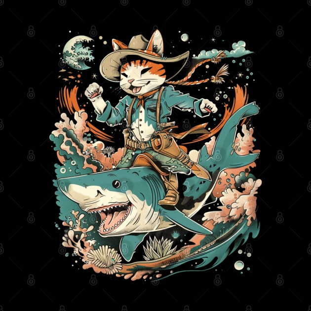 Cat Riding Shark Underwater Odyssey by BilodeauBlue