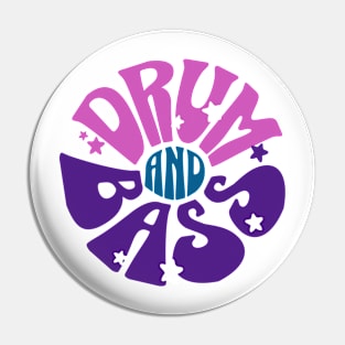 DRUM AND BASS  - Y2K Font Flower (navy/pink/purple) Pin